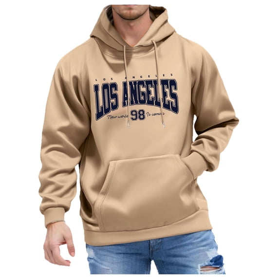 Yindaity Men'S Hoodies Men's Crewneck Sweatshirt Long Sleeve Casual Warm Fleece Pullover (Khaki,L)