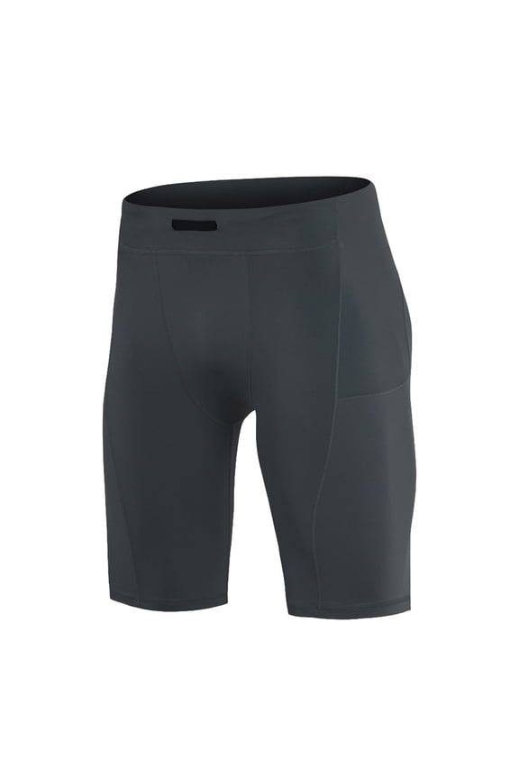 Men's Athletic Compression Shorts, Active Sports Performance Running Tights with Pocket Workout Shorts Men (Grey,M)