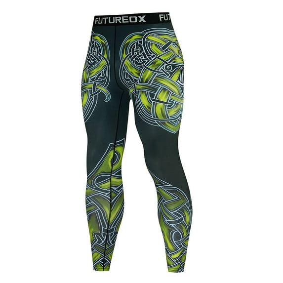 Yindaity Men's Compression Pants Athletic Cycling Tights Leggings for Running Yoga Basketball Mens Gym Pants (Green,2XL)