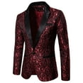 thumbnail image 1 of Yindaity Men's Dress Floral Suit Notched Lapel Slim Fit Stylish Blazer Dress Suit (Red,L), 1 of 3