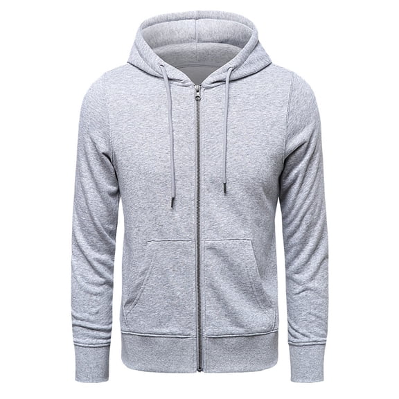 Yindaity Men's Heavyweight Full Zip Hoodie (Light Gray,S)