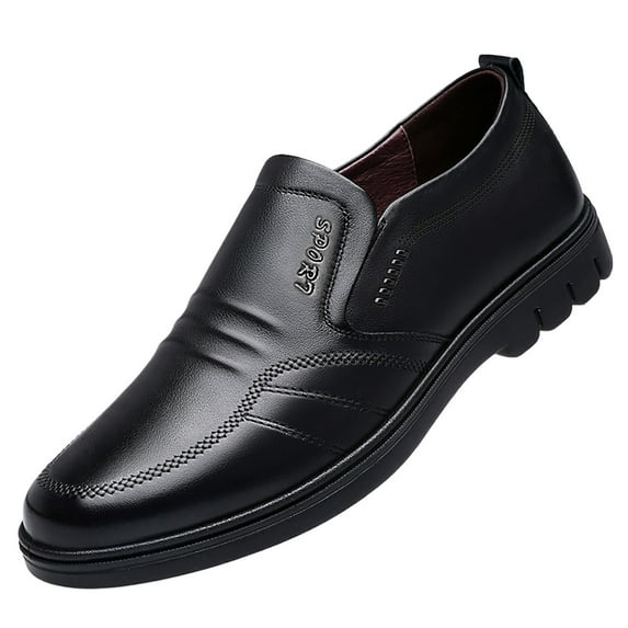 Yindaity Men's Leather Lined Dress Loafers Shoes Black,7.5