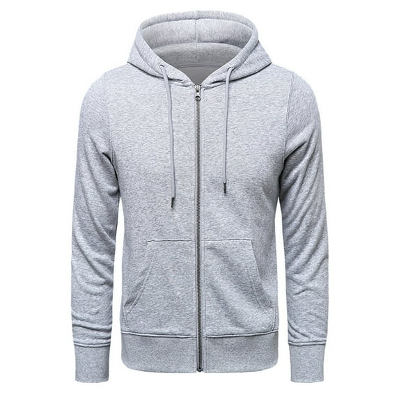 Yindaity Men's Lightweight French Terry Full-Zip Hoodie (Light Gray,M)