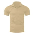 thumbnail image 1 of Yindaity Men's Slim-Fit Cotton Pique Polo Shirt Khaki,M, 1 of 5