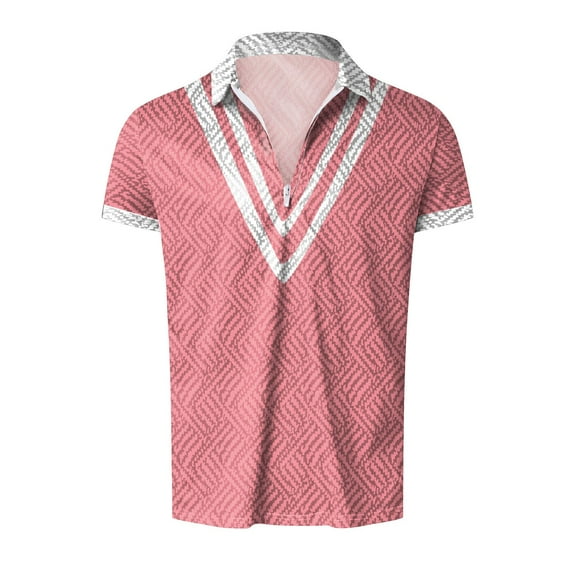 Yindaity Men’s short sets outfits 2 piece Summer Tracksuit Short Sleeve Polo men's shirt and short sets summer outfits for men Pink,2XL