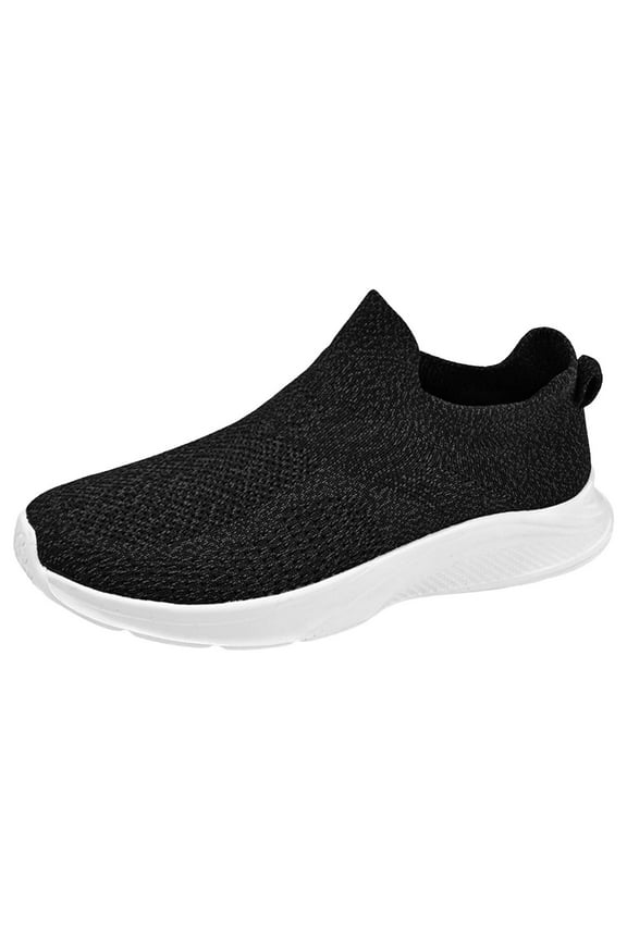 Mens Extra Wide Sneakers Lightweight Breathable Comfortable Running Walking Gym Sport Athletic Slip On Shoes (Black,10.5)