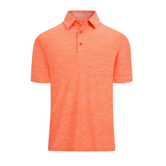 Yindaity Mens Golf Shirt Moisture Wicking Quick-Dry Short Sleeve Casual Polo Shirts for Men Orange,2XL