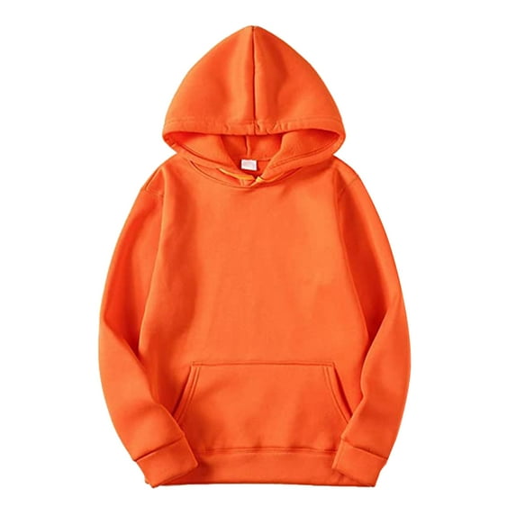 Yindaity Mens Hoodies Pullover Oversized Hoodie Heavyweight Cotton Hooded Sweatshirt Couples Streetwear Hoodies Unisex (Orange,3XL)