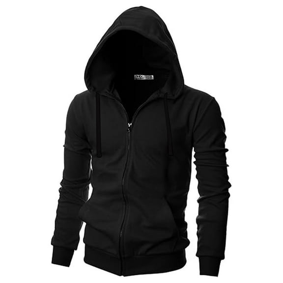 Yindaity Mens Jackets with Hoods Mens Regular Fit Heavyweight Sherpa Fleece Lined Hoodie (Black,S)