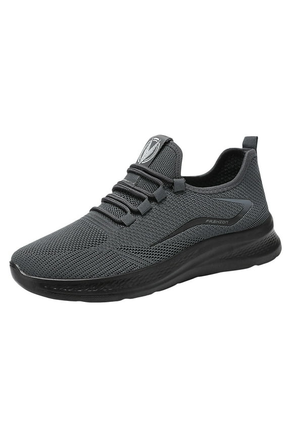 Mens Low Top Sneakers Men's Banded Jogger Slip-on Athletic Sneakers, Wide Width Available Grey,9.5