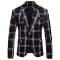thumbnail image 1 of Yindaity Mens Plaid Blazer Sports Coat Casual Slim Fit Checkered Blazer for Men Wedding (Black,2XL), 1 of 4