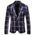 thumbnail image 1 of Yindaity Mens Plaid Blazer Sports Coat Casual Slim Fit Checkered Blazer for Men Wedding (Navy,XL), 1 of 4