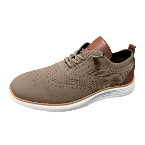 Yindaity Mens Running Sneaker Casual Shoes Leather Sport Shoes Breathable Comfortable Walking Shoes(Khaki,11)