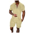 thumbnail image 1 of Yindaity Mens Short Sets 2 Piece Outfits Polo Shirt Fashion Summer Tracksuits Casual Set Short Sleeve and Shorts Set for Men Khaki,L, 1 of 5