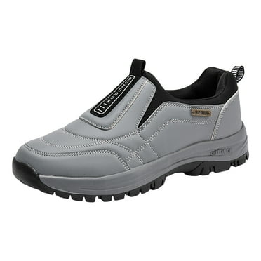 Yindaity Mens Slip On Sneakers Mens Slip On Loafer Casual Walking Shoes Comfortable Non-Slip Flats (Grey,10.5)