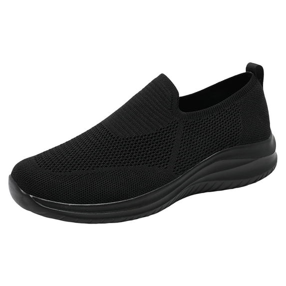 Yindaity Mens Slip On Walking Shoes Lightweight Breathable Non Slip Running Shoes Comfortable Fashion Sneakers for Men (Black,10.5)