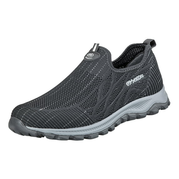 Yindaity Mens Slip on Shoes Wide Width Mesh Mens Walking Shoes Wide Lightweight Mens Slip on Sneakers Dark Gray,11