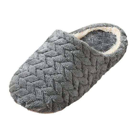 Yindaity Mens Slippers Size Warm House Slippers,Winter Cozy Men's Bedroom Indoor Slippers Non-Slip(Dark Gray,7.5)