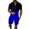 thumbnail image 1 of Yindaity Mens Summer Outfits 1/4 Zip Short Sleeve 3D Printed Short Sleeve Polo Shirts Casual Loose-Fit Athletic Sportswear Sweatsuits Blue,2XL, 1 of 4