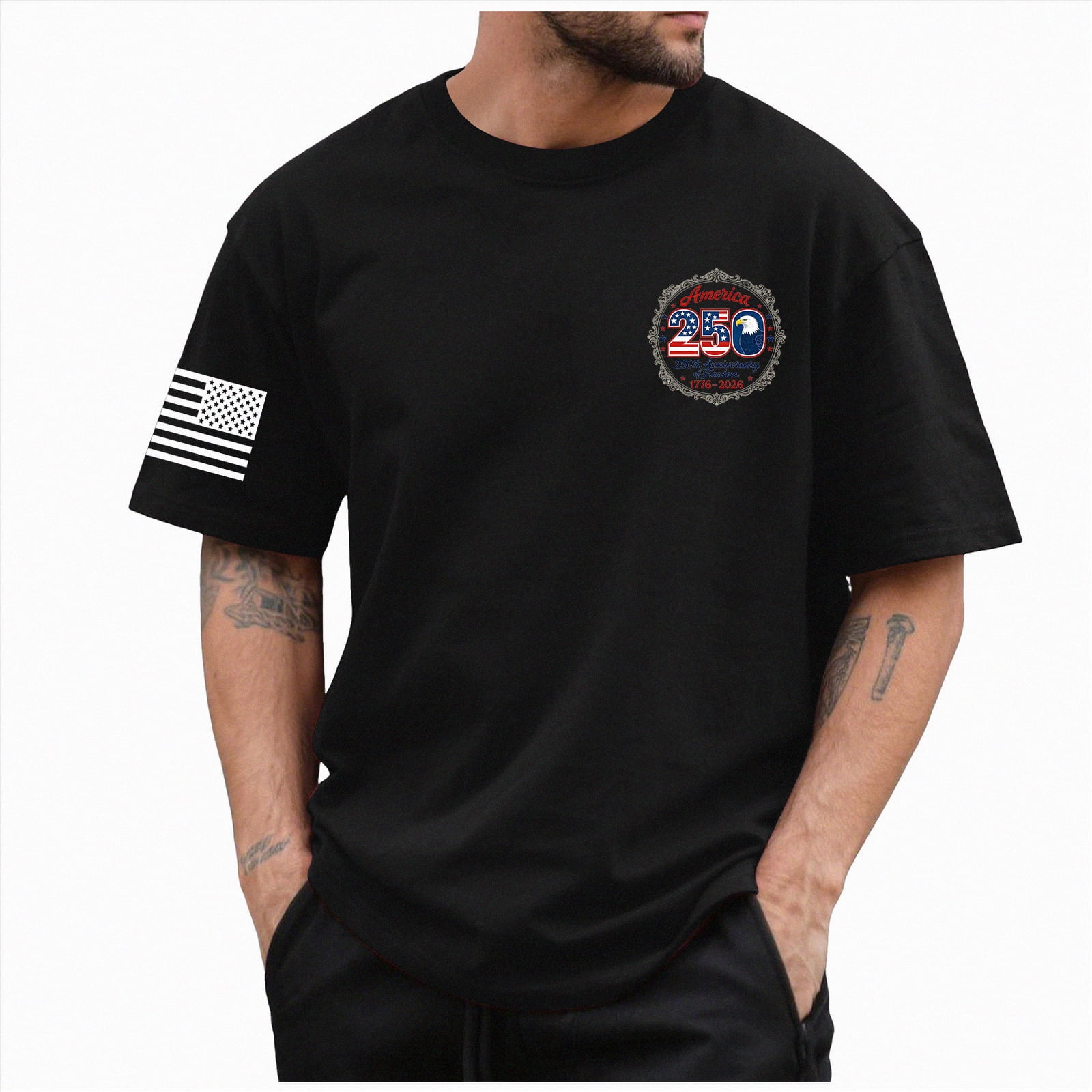 Yindaity Mens Usa T Shirt Vintage 250 Years American 1776-2026 250th ...