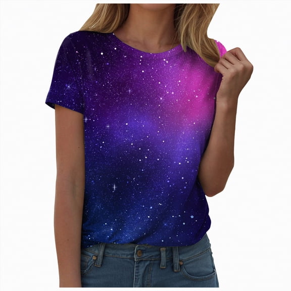 Yindaity Mens Womens Graphic T-Shirts Unisex 3D Printed Short Sleeve Shirts Tops Women's Tshirt(Dark Purple,L)