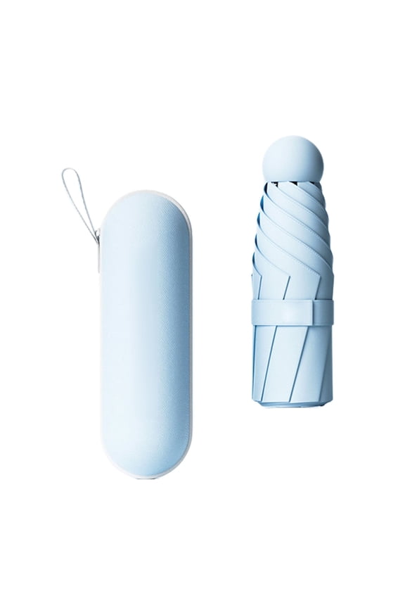 Mini Travel Sun Umbrella, Compact Travel Umbrella Small Compact UV Umbrella Protection Sun,Lightweight Portable Parasol Umbrella Windproof for Women Men Kids,Light Blue