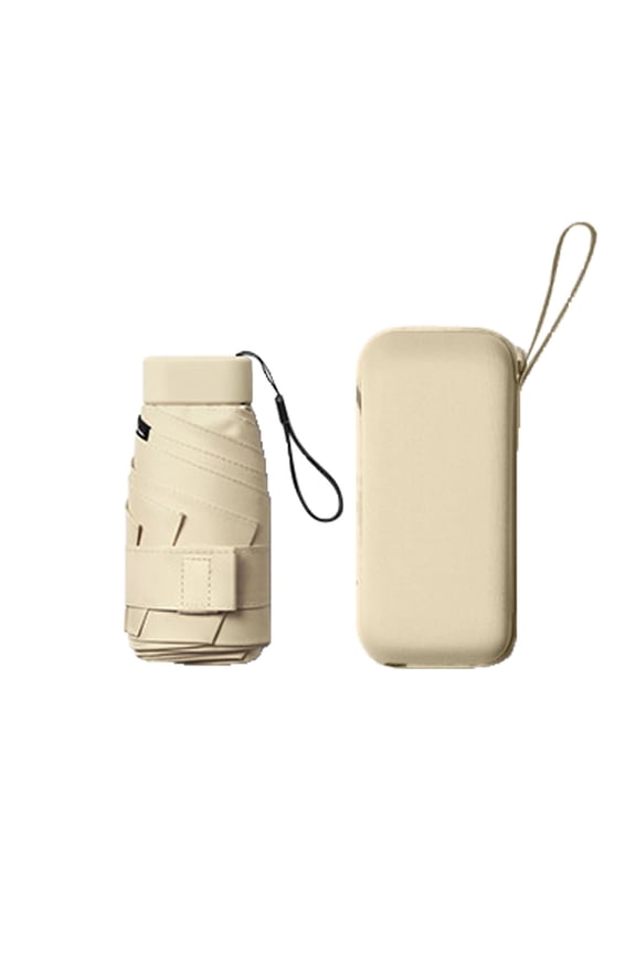 Mini Travel Umbrella, Compact Sun & Rain Umbrella with UV Protection,Beige