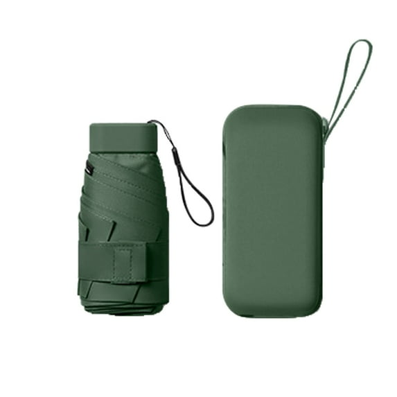 Yindaity Mini Travel Umbrella, Compact Sun & Rain Umbrella with UV Protection,Dark Green
