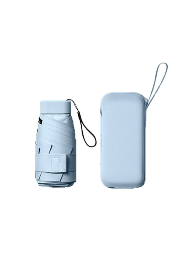 Mini Travel Umbrella, Compact Sun & Rain Umbrella with UV Protection,Light Blue