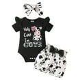 thumbnail image 1 of Yindaity Baby Girl Clothes Ruffles Romper Shorts Set Floral Summer Outfits Cute Baby Clothes Girl Baby Sister Outfit (Black,6-9 Months), 1 of 7