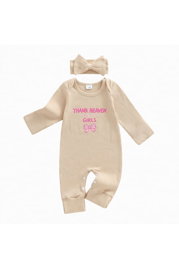 Newborn Girl Clothes Infant Cowgirl Romper Ribbed Knit Jumpsuit Western Baby Clothing Preemie Going Home Outfit Toddler Girls Rompers 3t(Beige,Newborn)