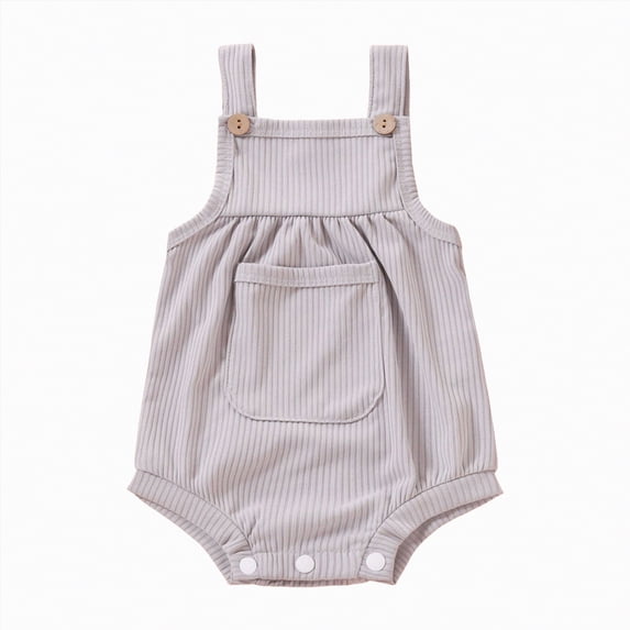 Yindaity Newborn Romper Baby Girl Cotton Baby Girl Rompers, Ruffle Sleeve Toddler Romper Summer Clothes(Grey,9-12 Months)