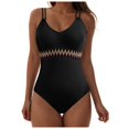 thumbnail image 1 of Yindaity One Piece Swimsuit Women Womens Sexy One Piece Swimsuit Backless Bikini Swimsuits Scoop Neck Cheeky Bathing Suit (Black,S), 1 of 6