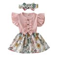thumbnail image 1 of Yindaity Outfit Baby Girl Romper Dress My First Easter Fly Sleeve Flower Dress Cute Baby Summer Clothes Baby Girl Summer Clothes (Pink,0 Months), 1 of 6