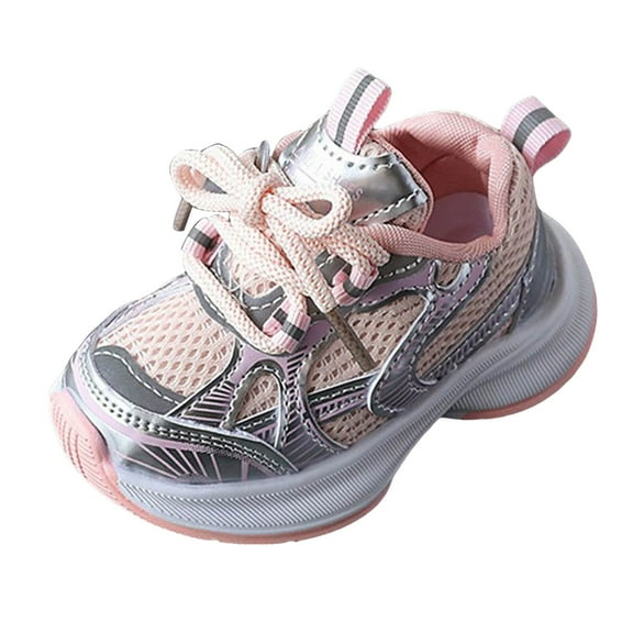 Yindaity PU Shoe Girls Toddle Kid Boys and Girl Breathable Mesh Casual Athletic Sneaker Baby Shoes Pink,9