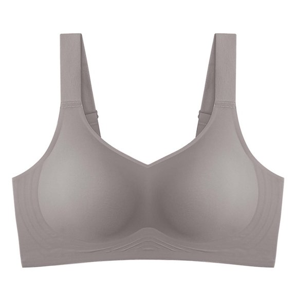 Yindaity Padded Bras for Women Womens Bra One Smooth U Wireless Stretch Seamless Comfortable (Dark Gray,M)