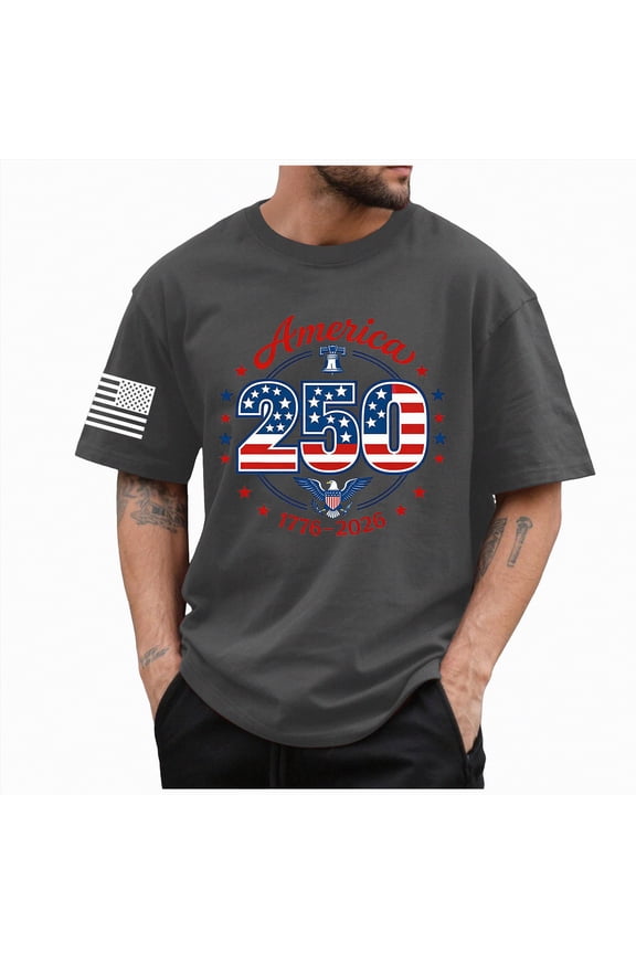 Patriotic Shirts for Men USA 4th of July Shirts for Men American Flag Short Sleeve Patriotic Independence Day Tee Top(Dark Gray,M)