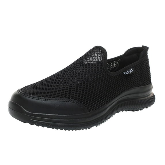 Yindaity Shoes for Men Men's Slip on Shoes Casual Shoes Lightweight Breathable Anti-Slip Sneakers Z01-Black,11.5