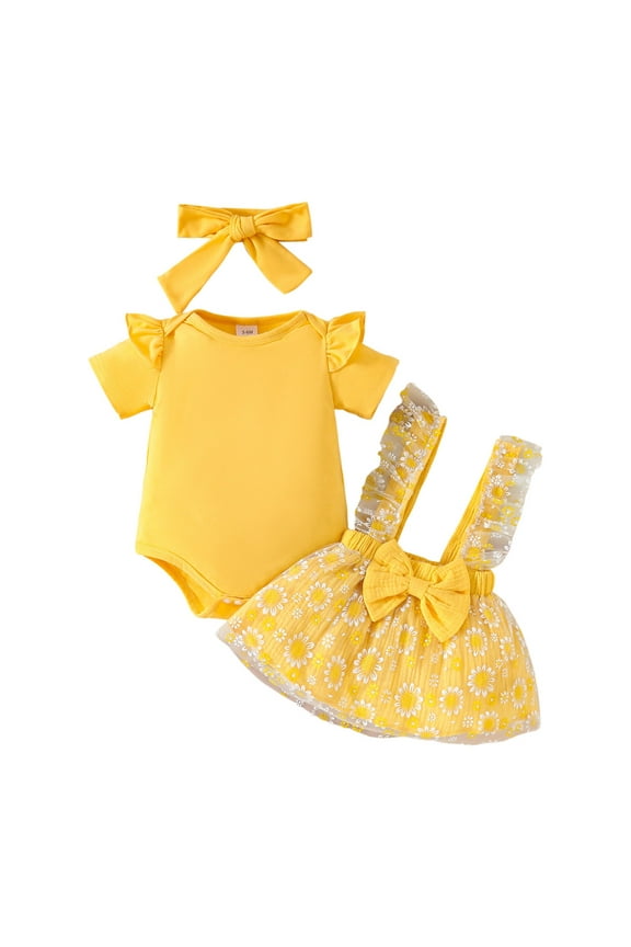 Short Sleeve Onesies Girl Baby Onsies Solid Baby Bodysuit Romper Blank for Girls Yellow,3-6 Months