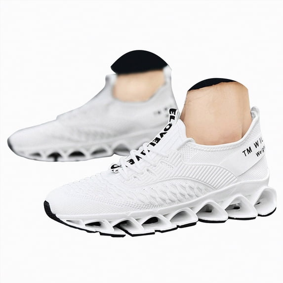 Yindaity Slip On Shoes for Men Men's Banded Jogger Slip-on Athletic Sneakers, Wide Width Available (White,7.5)