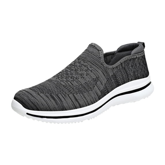 Yindaity Slip On Shoes for Men Men's Slip on Shoes Casual Shoes Lightweight Breathable Anti-Slip Sneakers (Grey,10.5)