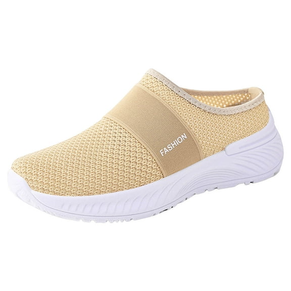 Yindaity Slip On Shoes for Women Womens Slip On Loafer Casual Walking Shoes Comfortable Non-Slip Flats(Beige,6)