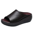 thumbnail image 1 of Yindaity Summer Comfortable Orthopedic Leather Wedges Slid,Orthopedic Sandals for Women,Platform Open Toe Slip-On Sandals Brown,10.5, 1 of 6