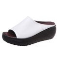 thumbnail image 1 of Yindaity Summer Comfortable Orthopedic Leather Wedges Slid,Orthopedic Sandals for Women,Platform Open Toe Slip-On Sandals White,10.5, 1 of 6