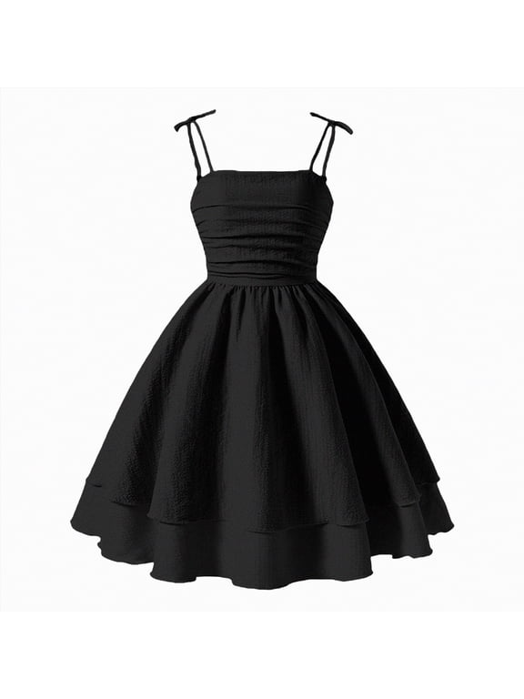 Summer Dresses for Girls Girls Formal Dress Party Dance Birthday Cocktail Teen Junior Ruffle Mini Elegant Dresses(Black,8-9 Years)