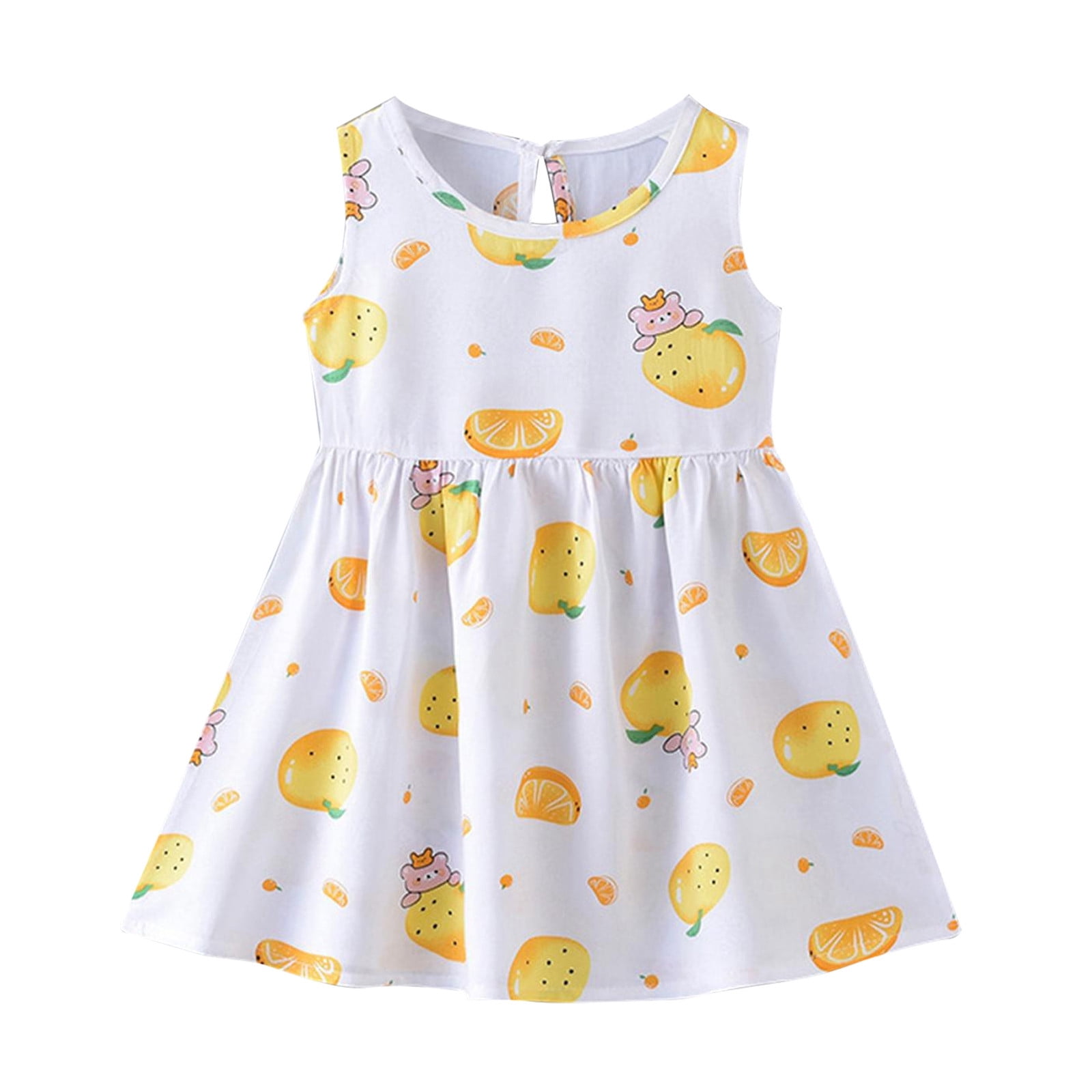 Summer Sleeveless Casual Dress Yellow For Baby Girls main image 1