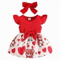 thumbnail image 1 of Yindaity Summer Outfits for Baby Girls Infant Baby Girl Summer Outfit Clothes Sleeveless Cotton Romper with Headband(Red,6-9 Months), 1 of 7