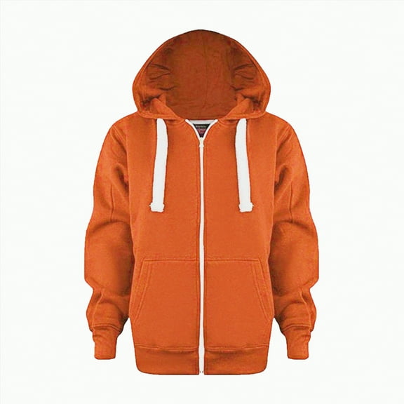 Yindaity Sweatshirt Color Solid Zip Jackets Long Hoodie Top Boys Sleeve Up Girls Kids Boys Coat&jacket(Orange,11-12 Years)
