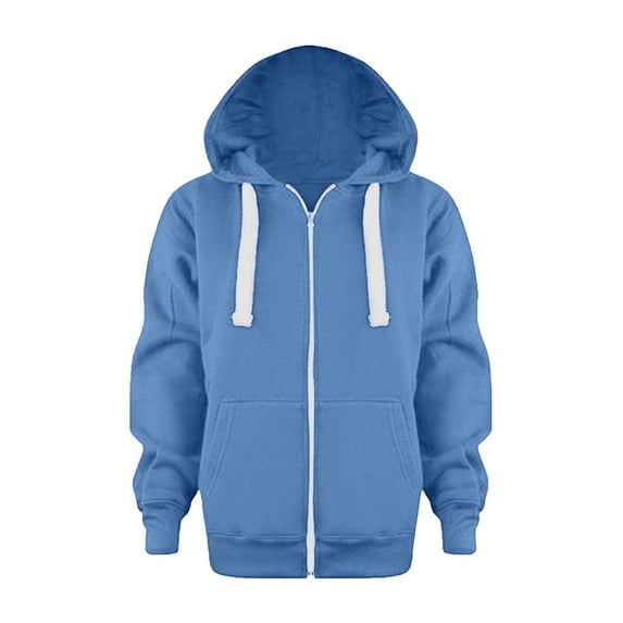 Yindaity Sweatshirt Color Solid Zip Jackets Long Hoodie Top Sleeve Up Girls Kids Boys Coat&jacket Z01-Blue,3-4 Years