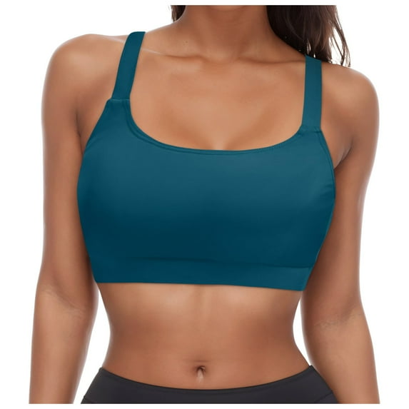 Yindaity Swimsuit Bras Women Bikini Tops Square Neck Modest Swimsuit Top Adjustable Wide Strap Sports Padded Bathing Suit Top Only (Navy,XL)
